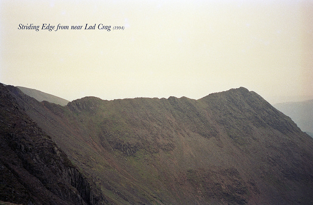 Striding Edge from near Lad Crag (Scan from June 1994)