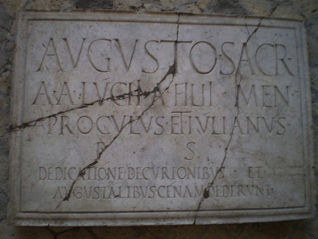 Sign on the House of Augustus' priests.