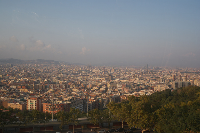 View Over Barcelona At Dusk