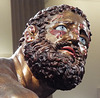 Detail of the Color Reconstruction of the Bronze Terme Boxer in the Metropolitan Museum of Art, December 2022