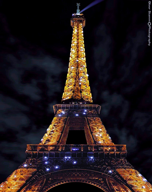 The Eiffel Tower at night from Paris