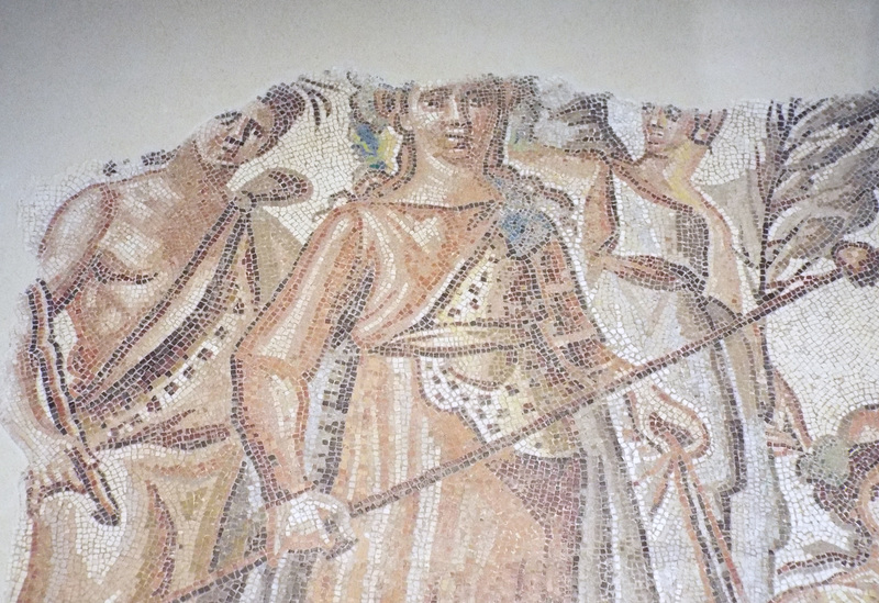 Detail of the Triumphal Entry of Bacchus Mosaic in the National Archaeological Museum in Madrid, October 2022