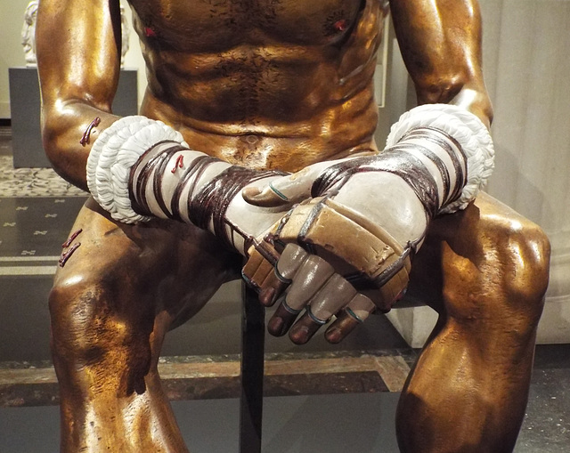 Detail of the Color Reconstruction of the Bronze Terme Boxer in the Metropolitan Museum of Art, December 2022