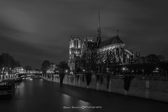 Notre-Dame de Paris Cathedral and the river Seine at night