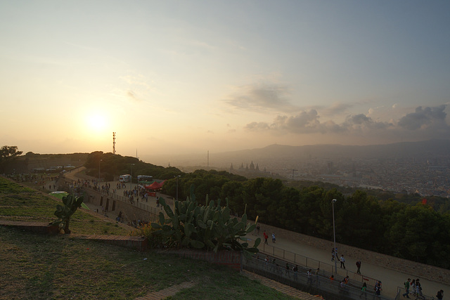 View Over Barcelona At Dusk