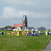 St. Petri-Kirche mit Uhren an der Turm-Ecke