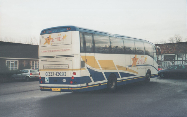 603 Burtons Coaches (with Premier fleetname) GB53 BCL at the Smoke House Inn, Beck Row - 7 April 2005 (543-05)