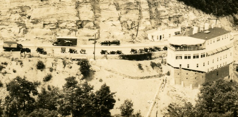 Grand View Ship Hotel: A Steamer in the Allegheny Mountains—Aerial View (Cropped)