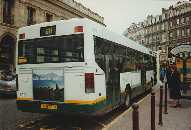 Transpole 3010 (1459 XS 59) in Lille - 17 Mar 1997 Transpole 3010 (1459 XS 59) in Lille - 17 Mar 1997