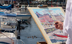 Peintre au port de Honfleur