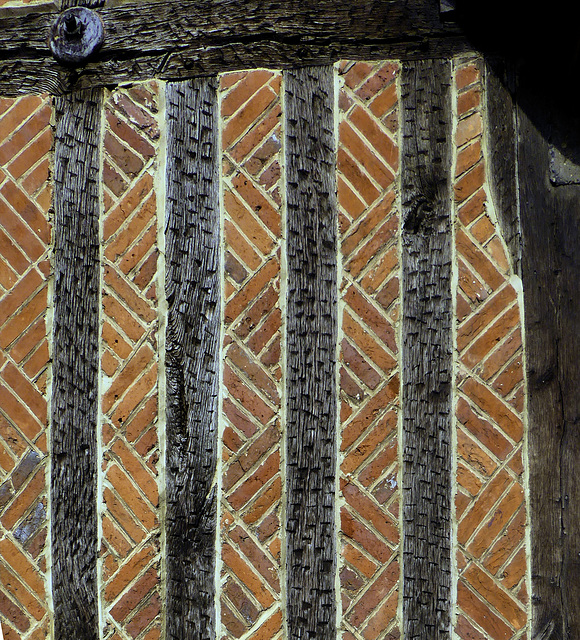 Herringbone brick infill to timber frame