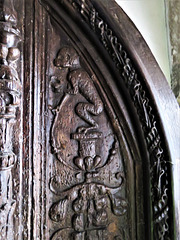 totnes church, devon , ape on c16 doors (3)