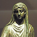 Detail of the Bronze Togate Figure from Puente Punide in the National Archaeological Museum in Madrid, October 2022