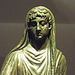 Detail of the Bronze Togate Figure from Puente Punide in the National Archaeological Museum in Madrid, October 2022