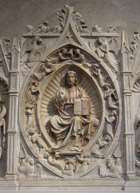 Detail of the Altarpiece with Christ in Majesty, St. John the Baptist, and St. Margaret in the Cloisters, October 2010