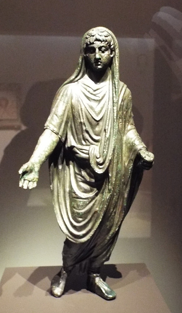 Bronze Togate Figure from Puente Punide in the National Archaeological Museum in Madrid, October 2022