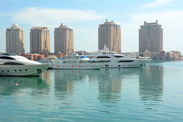 Pearl-Qatar Island in Doha, Boats in the Local Marina