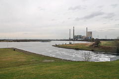 Rhein mit Emschermündung (Dinslaken) / 4.03.2017