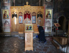 Carved wooden iconostasis and lectern