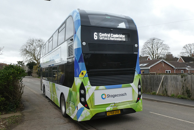 Stagecoach East (Cambus) 14034 (LF69 UXO) in Oakington - 18 Feb 2020 (P1060484) Stagecoach East (Cambus) 14034 (LF69 UXO) in Oakington - 18 Feb 2020 (P1060484)