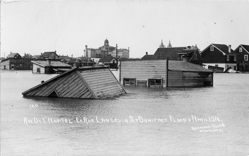 5176. Rue de l'Hopital et rue Langevin, St Boniface Floods, April 1916