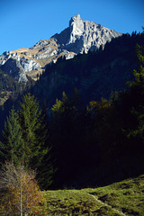 Wanderweg entlang der BLS-Nordrampe, mit Blick zum Saxehore 2570 m.ü.M.