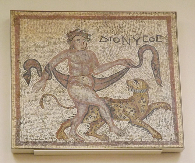 Dionysos and Panther- Part of a Mosaic from Halicarnassus in the British Museum, May 2014