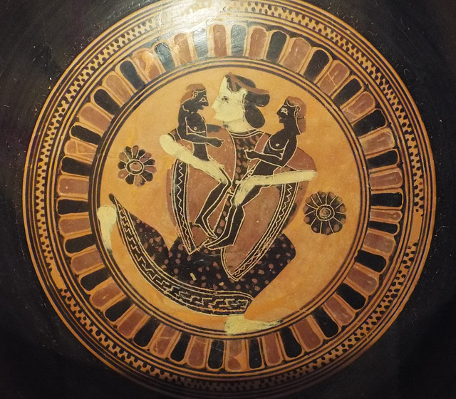 Detail of a Black Figure Siana Cup Attributed to the Malibu Painter or the C Painter in the Virginia Museum of Fine Arts, June 2018