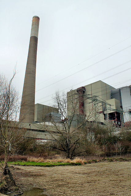 Steinkohlenkraftwerk Voerde, vom Rheinufer aus (Voerde-Möllen) / 4.03.2017