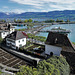 Rapperswil SG / Der Seedamm und Jakobsweg mit links Obersee und rechts Zürichsee (nicht Zürichersee !   ;-))          /    )