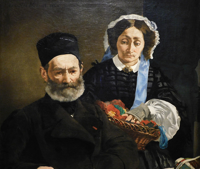 Detail of Monsieur and Madame Auguste Manet by Manet in the Metropolitan Museum of Art, December 2023