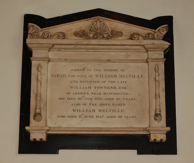 Memorial to Sarah and William Melville, Saint Nicholas Church, Castle Gate, Nottingham