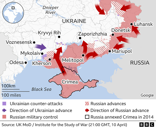 UKR - South Ukraine map, 10th April 2022