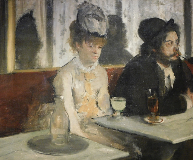 Detail of In a Cafe: The Absinthe Drinker by Degas in the Metropolitan Museum of Art, December 2023