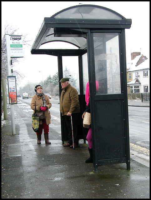 chilly wait for a bus