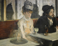 Detail of In a Cafe: The Absinthe Drinker by Degas in the Metropolitan Museum of Art, December 2023