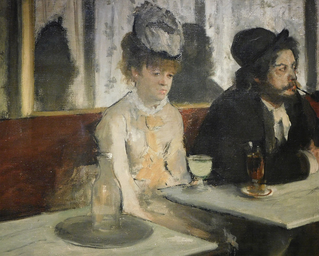 Detail of In a Cafe: The Absinthe Drinker by Degas in the Metropolitan Museum of Art, December 2023