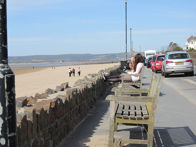 Lovely just sitting on the bench in the sunshine