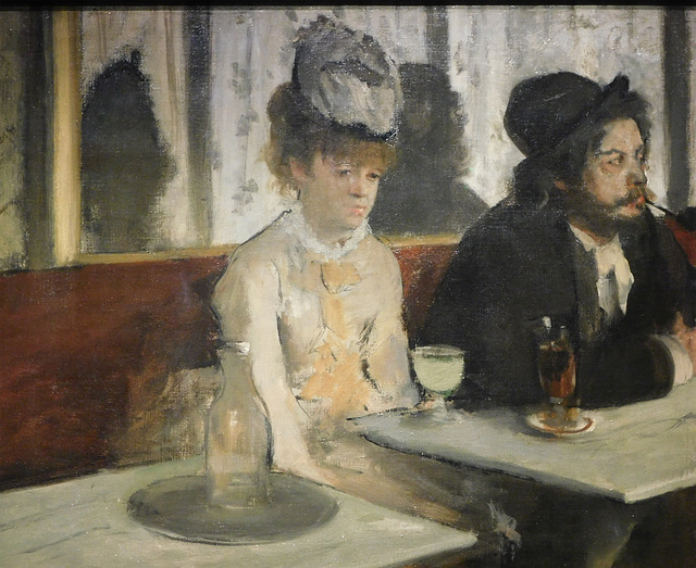 Detail of In a Cafe: The Absinthe Drinker by Degas in the Metropolitan Museum of Art, December 2023