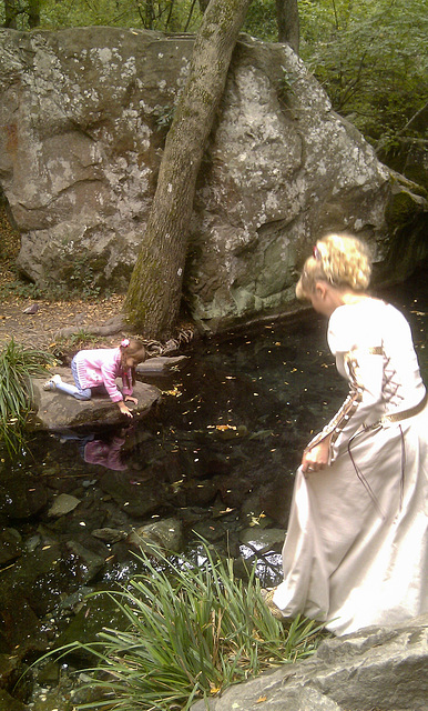 Playing at the pond