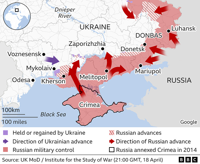 UKR - counterattacks south, 18th April 2022