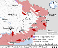 UKR - Eastern Ukraine map, 18th April 2022
