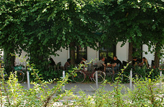 Schattiger Biergarten in der Lippmann-Straße, Hamburg-Altona