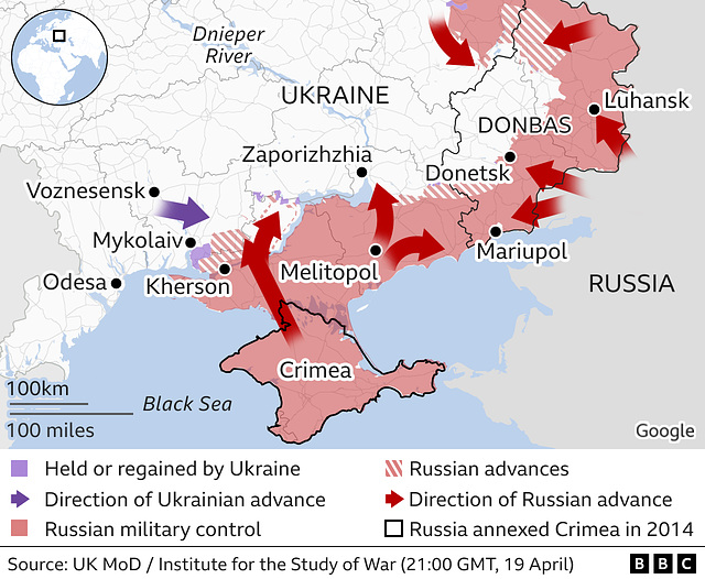 UKR - South Ukraine map, 19th April 2022