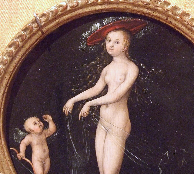 Detail of Venus and Cupid by Cranach in the Metropolitan Museum of Art, July 2011