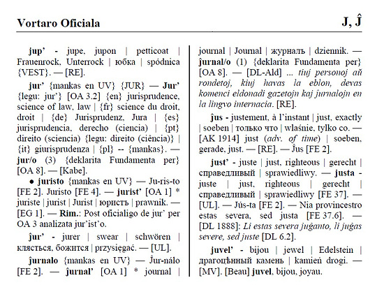 Vortaro Oficiala: jup- ĝis juvel