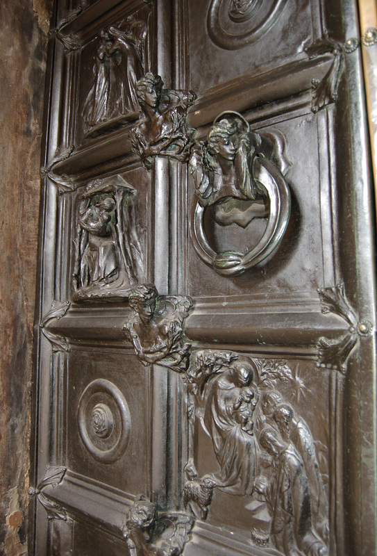 Detail of Bronze doors by Henry Wilson dating from 1904. Saint Mary, Lace Market, Nottingham