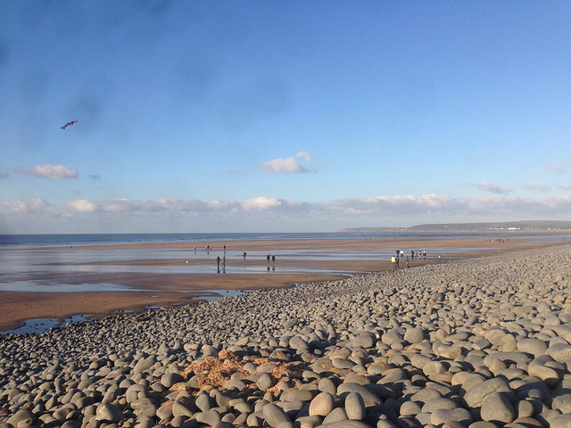 Westward Ho beach with the tide out