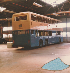 China Motor Bus (Hong Kong) tri-axle Leyland Olympian at ECW Lowestoft - 9 Apr 1983