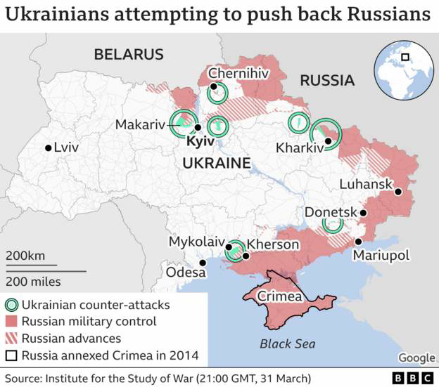 UKR - overview & counterattacks , 31st March 2022